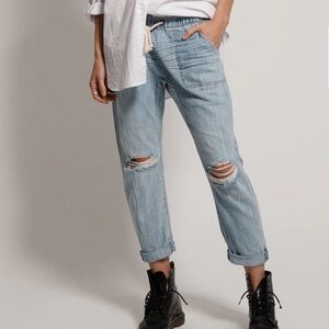 One Teaspoon Light Blue Distressed Boyfriend Jeans